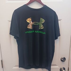 Under Armour Black and Green Logo T-Shirt